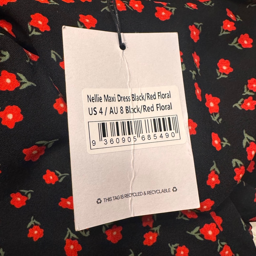 NWT PRINCESS POLLY- Nellie Maxi Dress Black/Red Floral - Picture 6 of 7